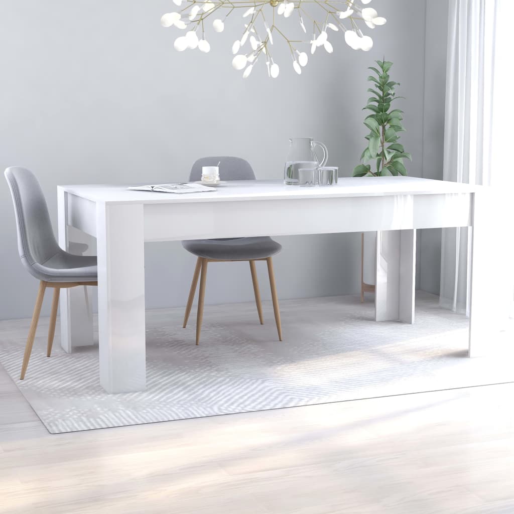 Berkfield Dining Table High Gloss White 180x90x76 cm Engineered Wood