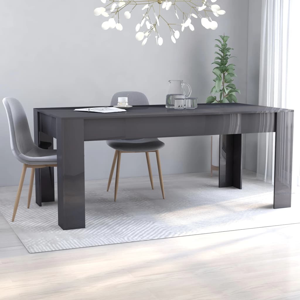 Berkfield Dining Table High Gloss Grey 180x90x76 cm Engineered Wood