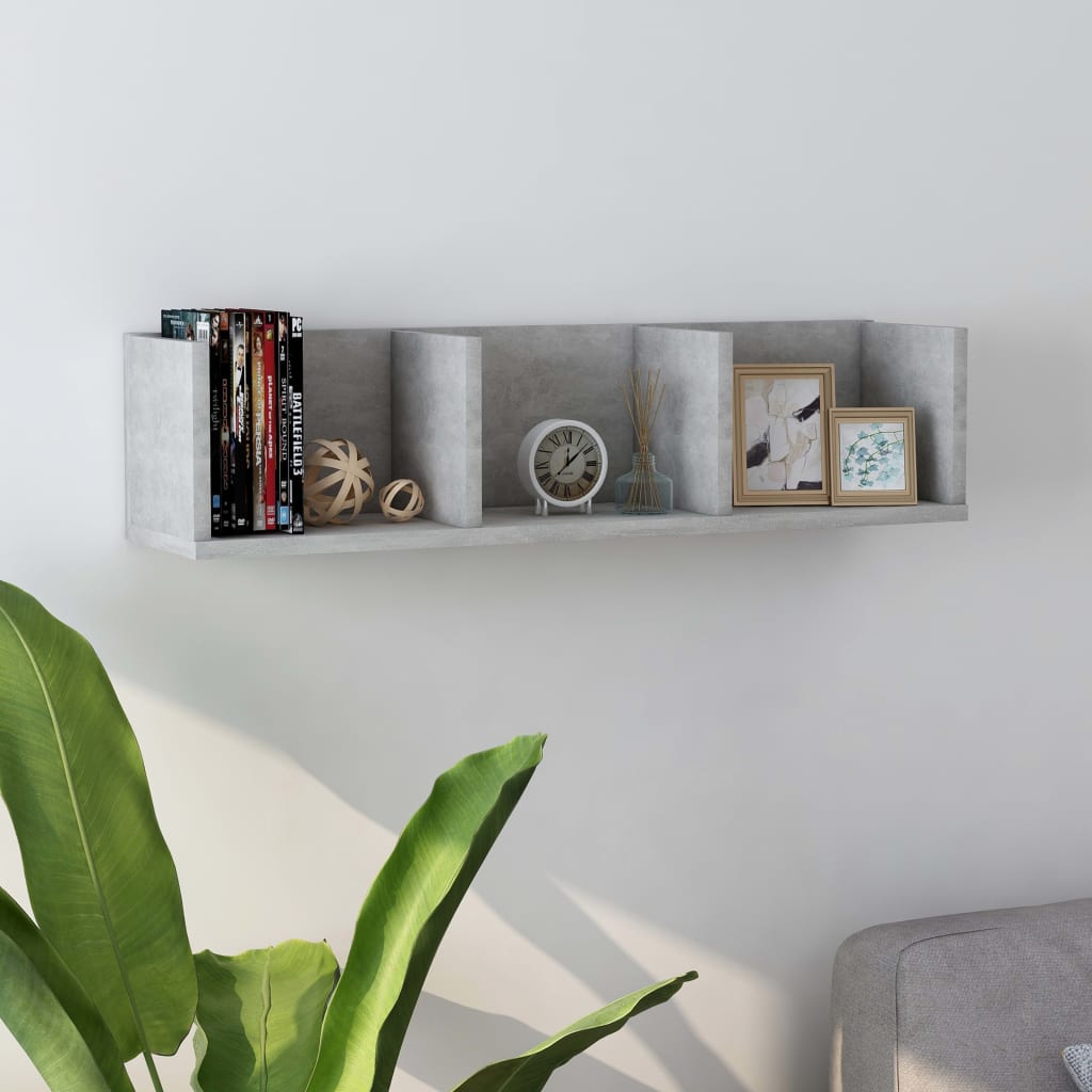 Berkfield CD Wall Shelf Concrete Grey 75x18x18 cm Engineered Wood