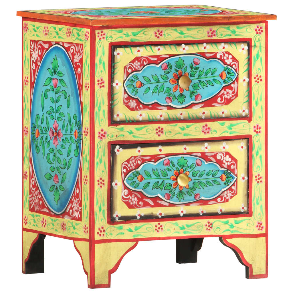Berkfield Hand Painted bedside Cabinet 40x30x50 cm Solid Mango Wood