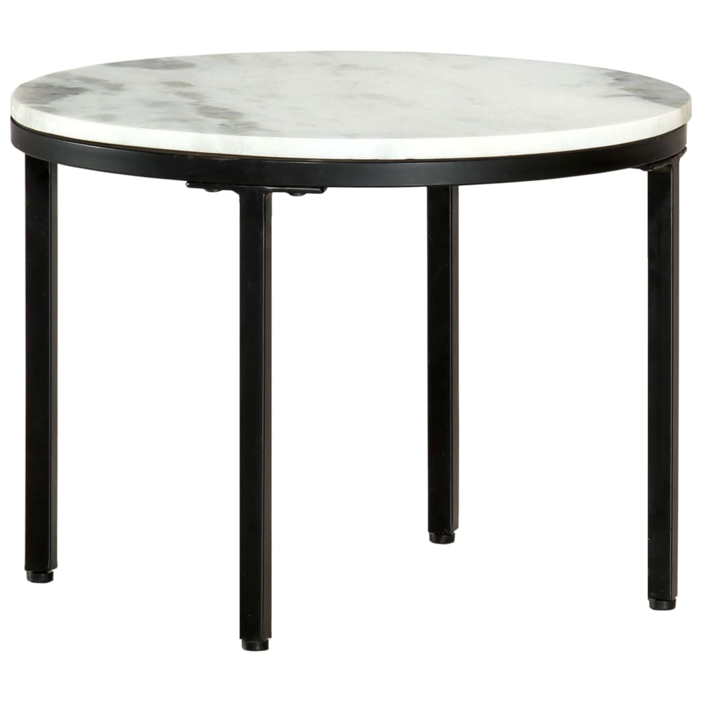 Berkfield Coffee Table White and Black �_�”�_50 cm Real Solid Marble