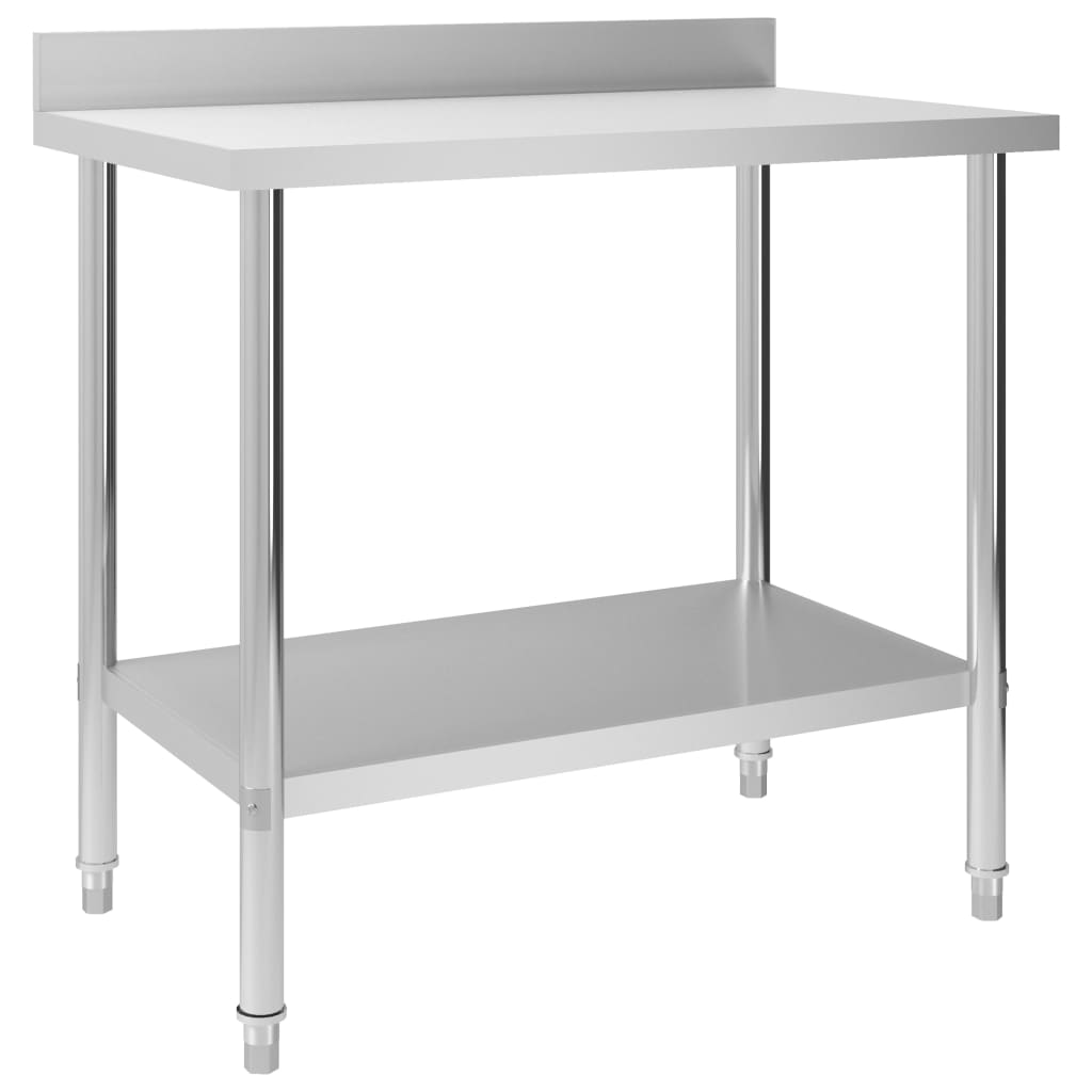 Berkfield Kitchen Work Table with Backsplash 100x60x93 cm Stainless Steel