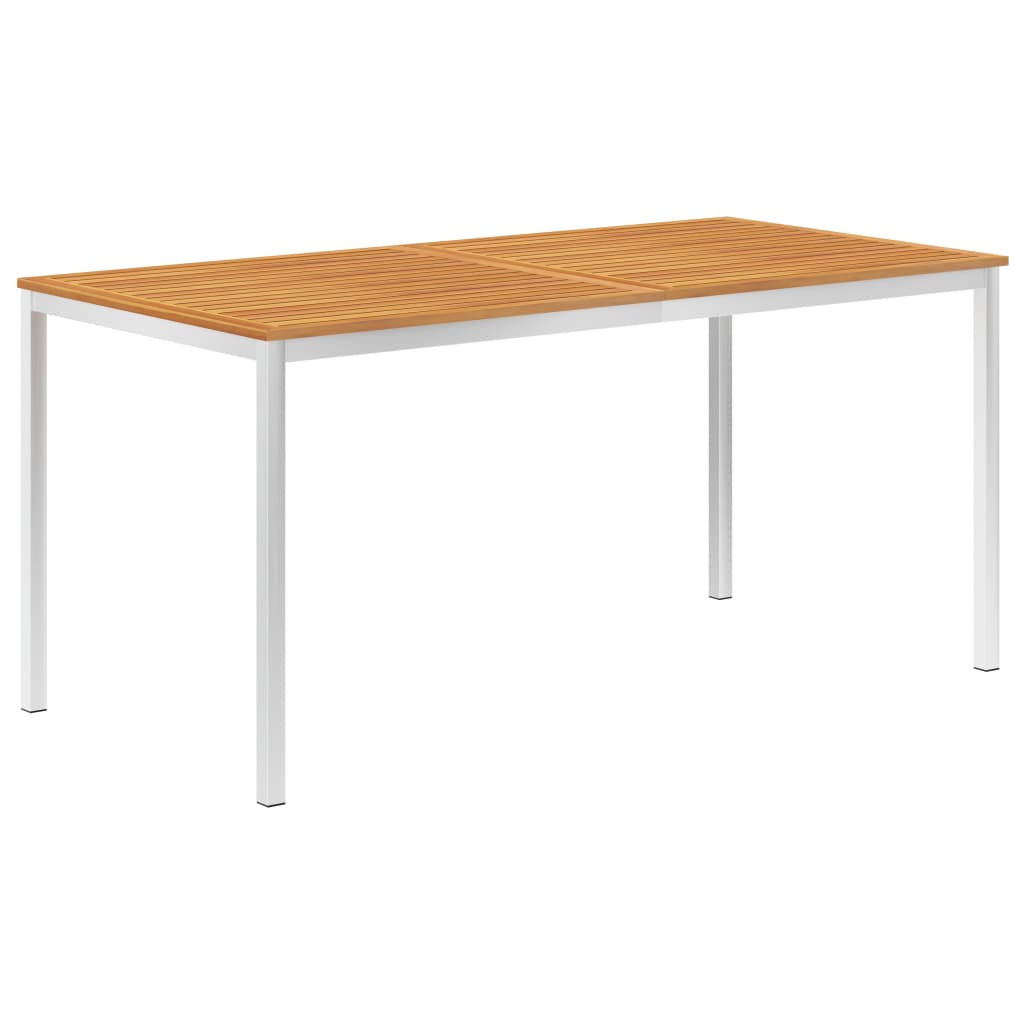 Berkfield Garden Dining Table 160x80x75 cm Solid Acacia Wood and Stainless Steel