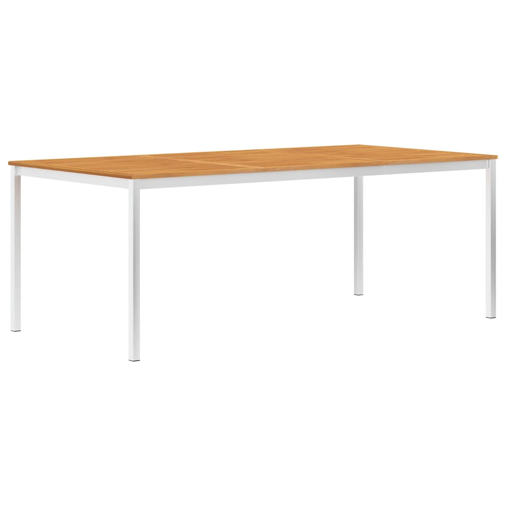 Berkfield Garden Dining Table 200x100x75 cm Solid Acacia Wood and Stainless Steel