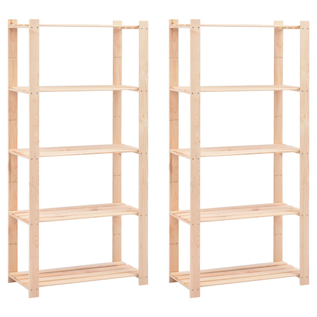 Berkfield 5-Tier Storage Racks 2 pcs 80x38x170 cm Solid Pinewood 250 kg