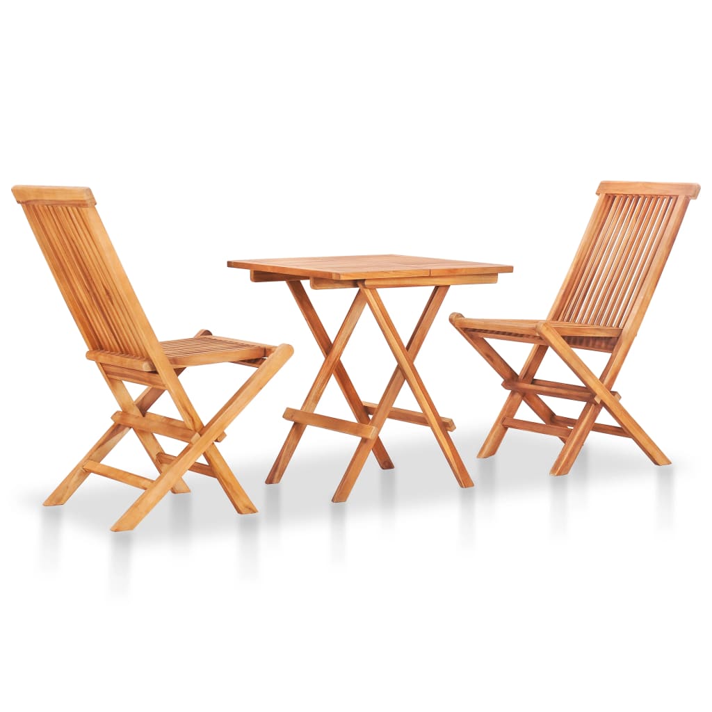 Berkfield 3 Piece Folding Bistro Set Solid Teak Wood