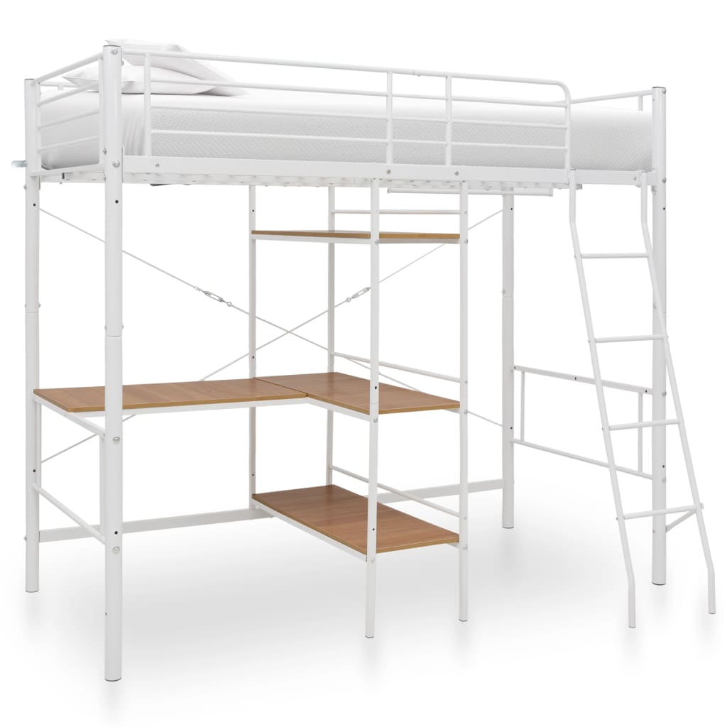 Berkfield Bunk Bed with Table Frame White Metal 90x200 cm