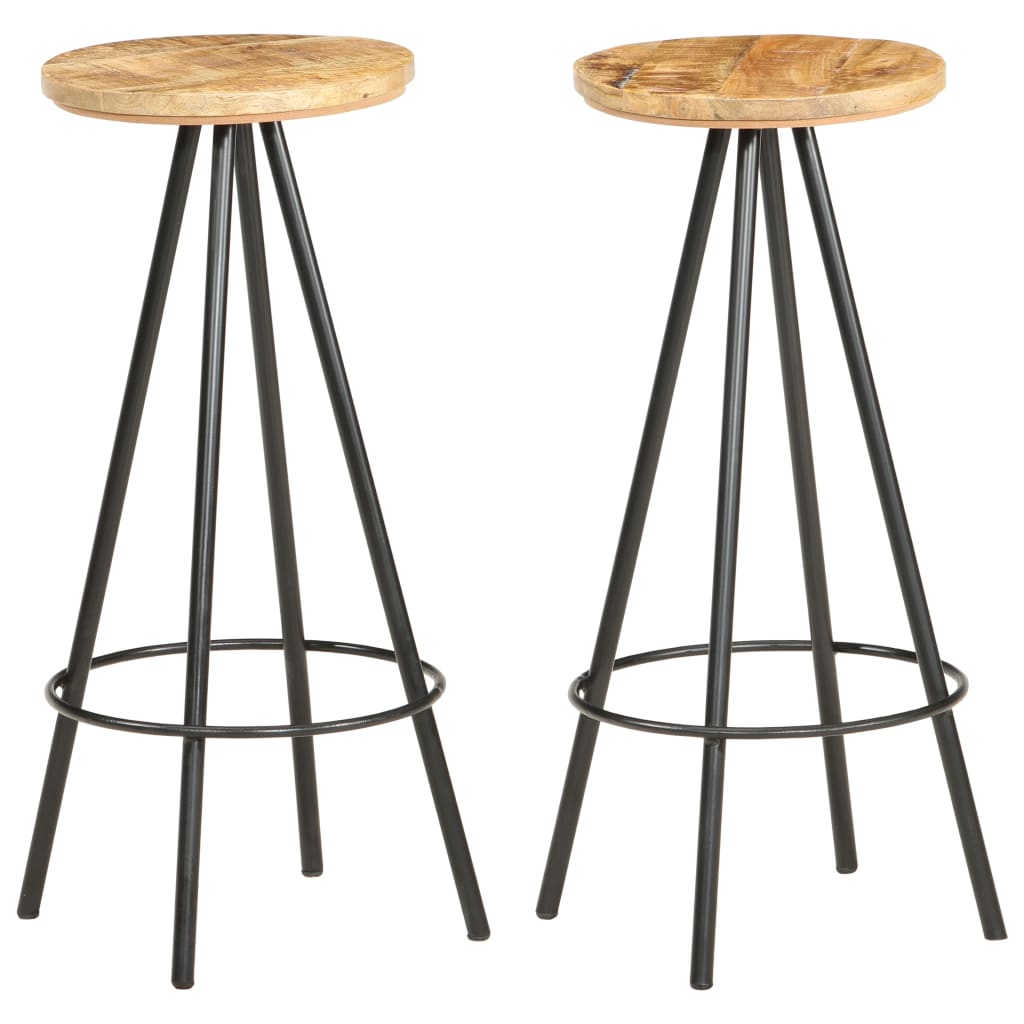 Berkfield Bar Stools 2 pcs Rough Mango Wood