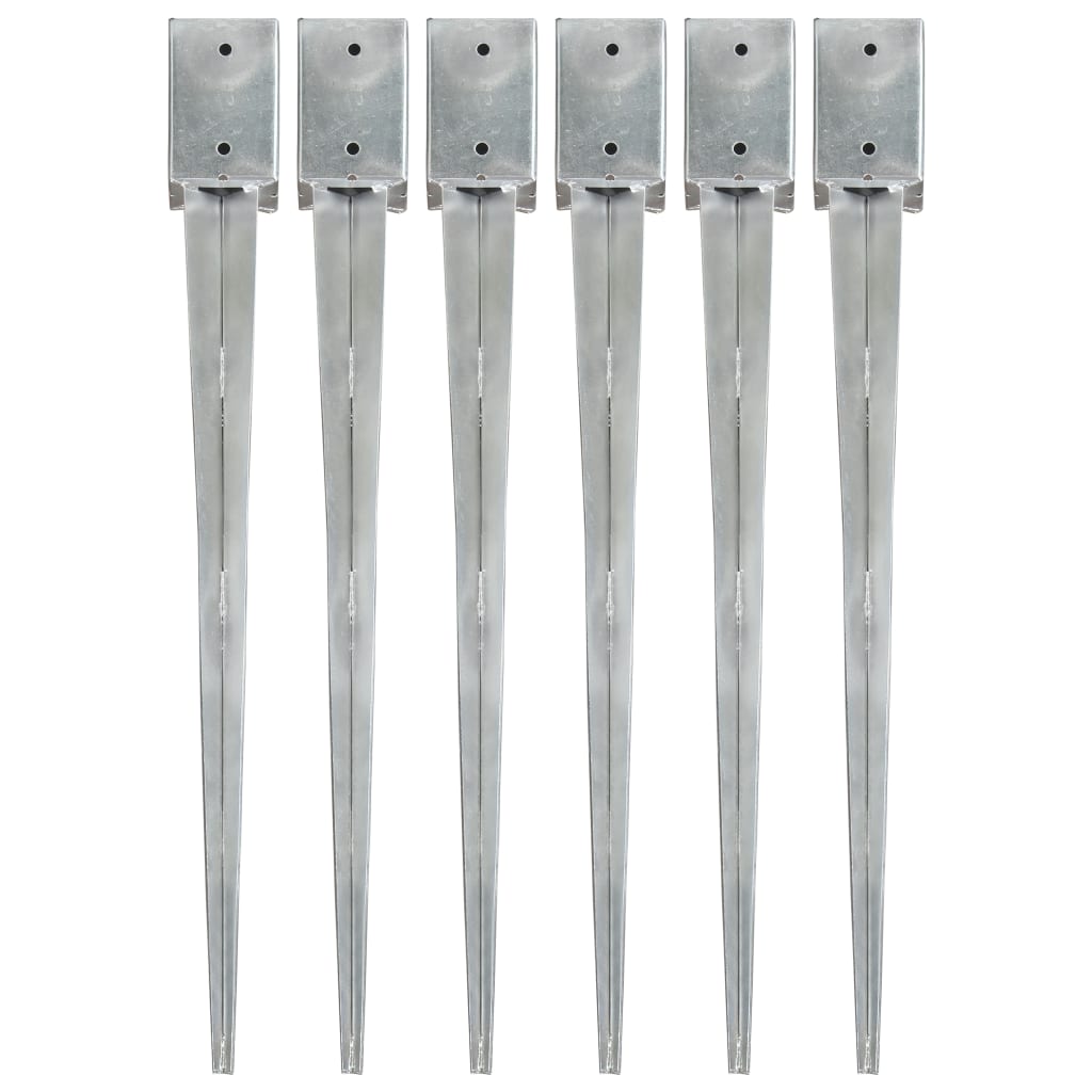 Berkfield Ground Spikes 6 pcs Silver 9x9x90 cm Galvanised Steel