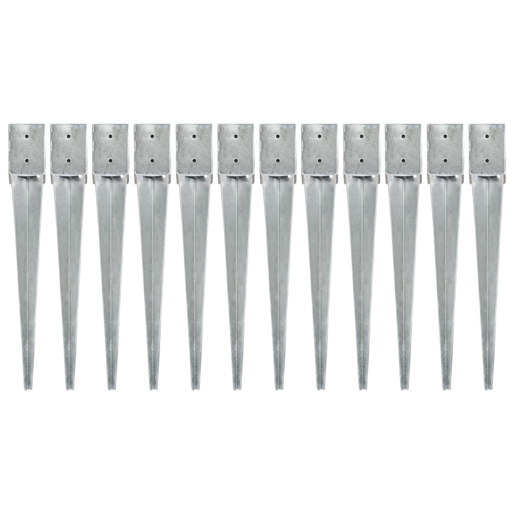 Berkfield Ground Spikes 12 pcs Silver 10x10x76 cm Galvanised Steel