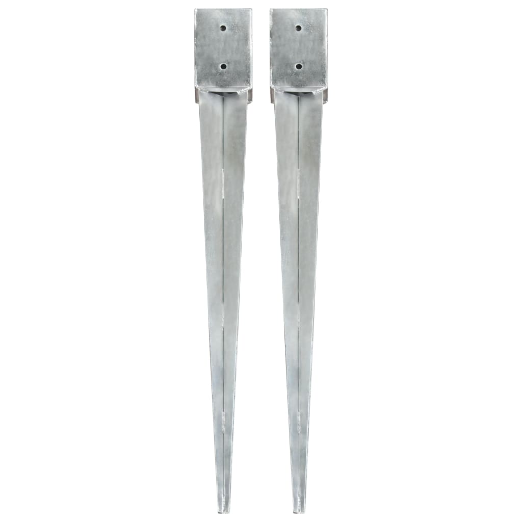 Berkfield Ground Spikes 2 pcs Silver 10x10x91 cm Galvanised Steel