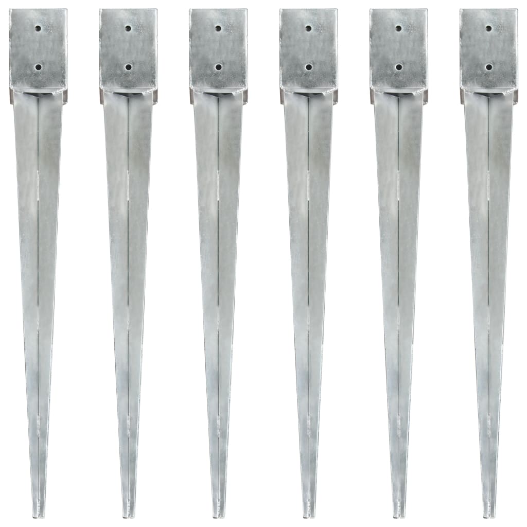 Berkfield Ground Spikes 6 pcs Silver 10x10x91 cm Galvanised Steel