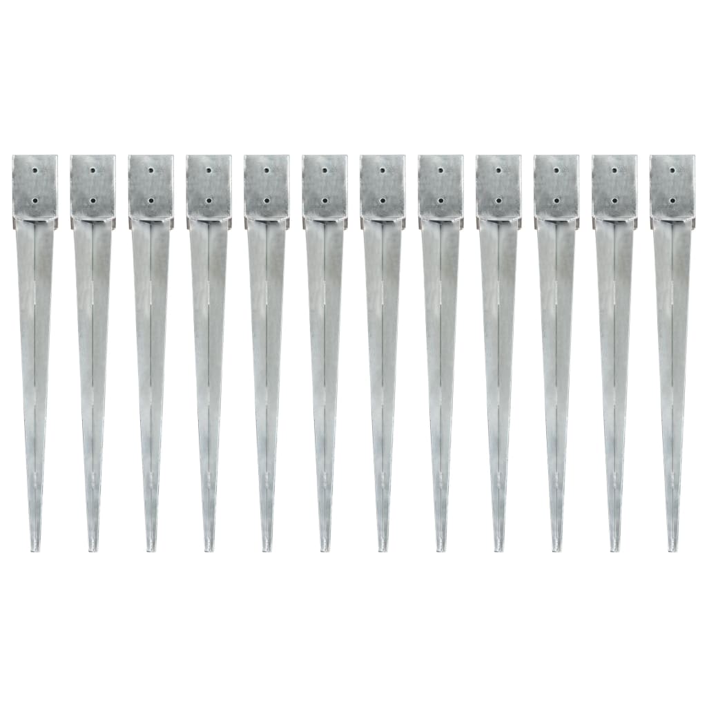 Berkfield Ground Spikes 12 pcs Silver 10x10x91 cm Galvanised Steel