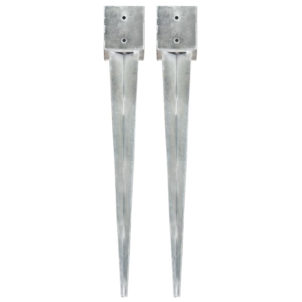 Berkfield Ground Spikes 2 pcs Silver 12x12x89 cm Galvanised Steel