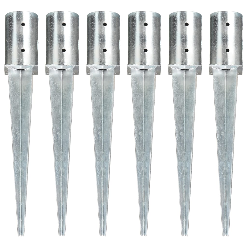 Berkfield Ground Spikes 6 pcs Silver 8x61 cm Galvanised Steel