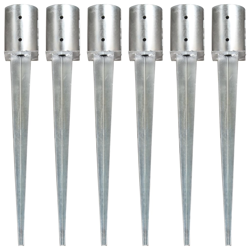 Berkfield Ground Spikes 6 pcs Silver 10x76 cm Galvanised Steel