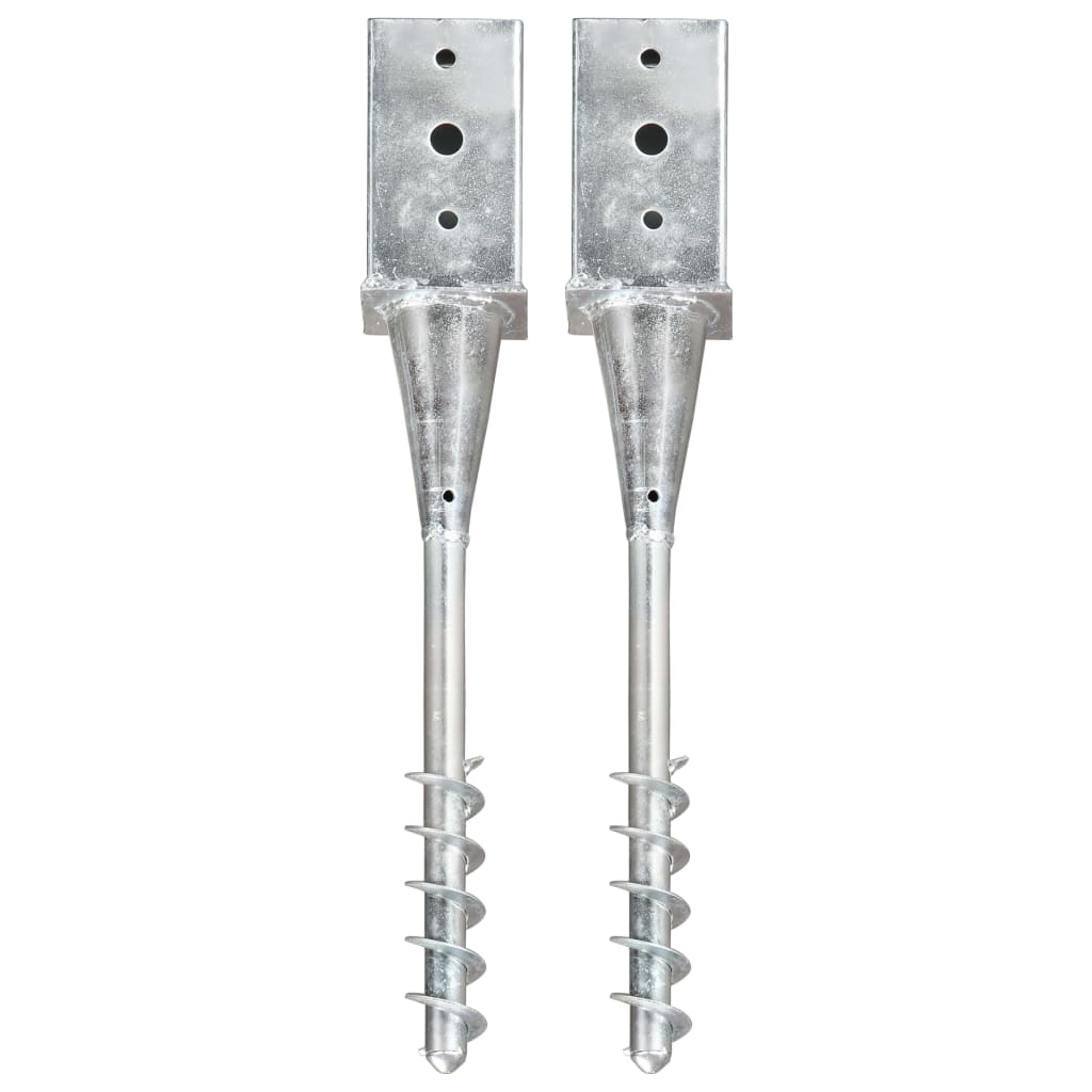 Berkfield Ground Spikes 2 pcs Silver 8x8x57 cm Galvanised Steel