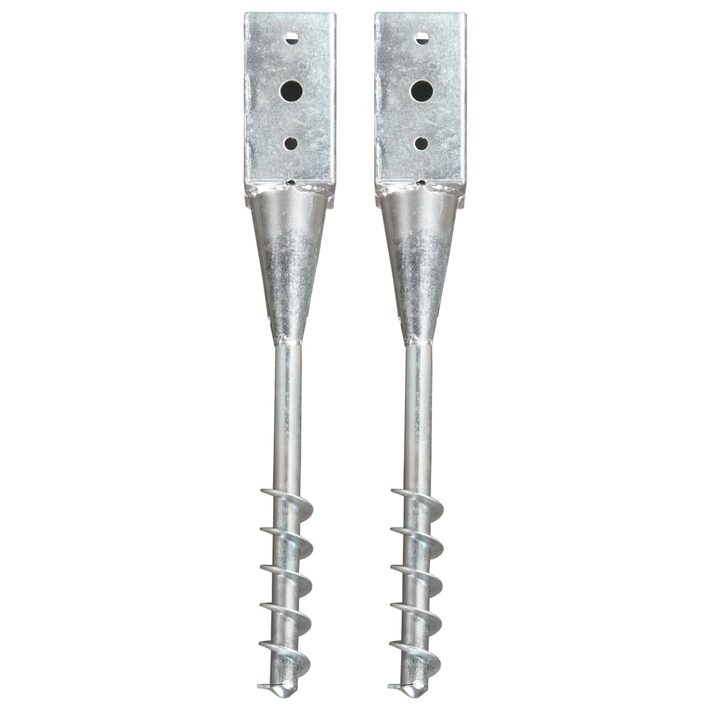 Berkfield Ground Spikes 2 pcs Silver 10x10x57 cm Galvanised Steel