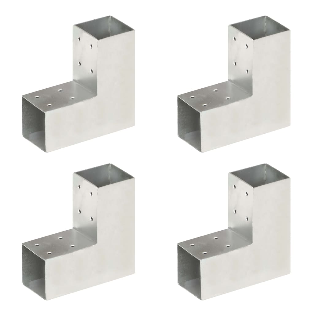 Berkfield Post Connectors 4 pcs L Shape Galvanised Metal 71x71 mm