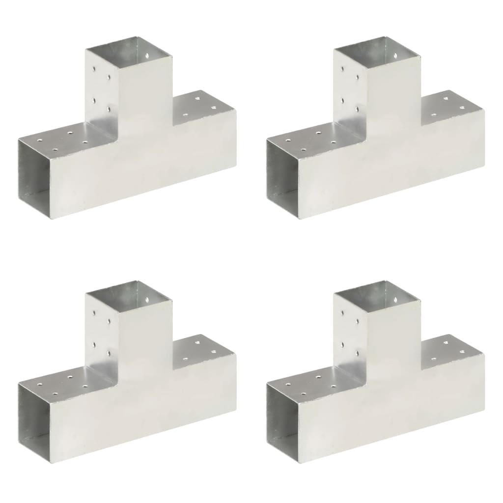 Berkfield Post Connectors 4 pcs T Shape Galvanised Metal 81x81 mm