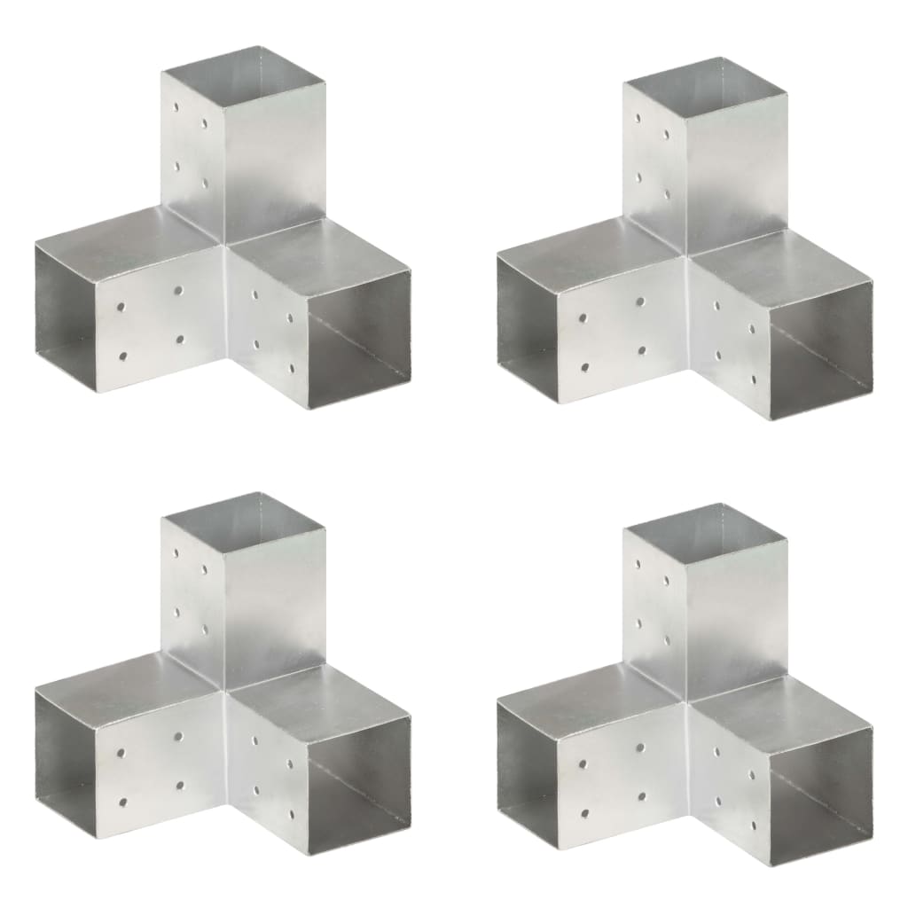 Berkfield Post Connectors 4 pcs Y Shape Galvanised Metal 81x81 mm