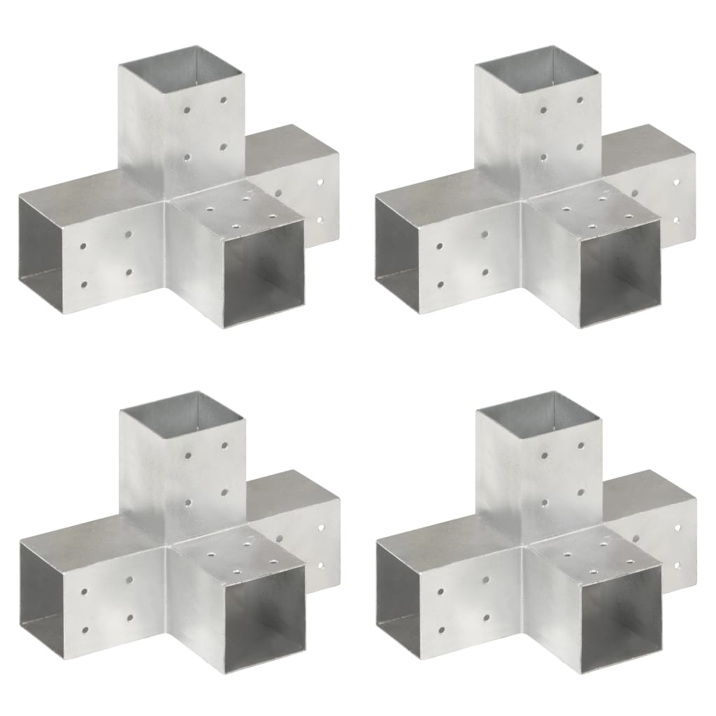 Berkfield Post Connectors 4 pcs X Shape Galvanised Metal 81x81 mm