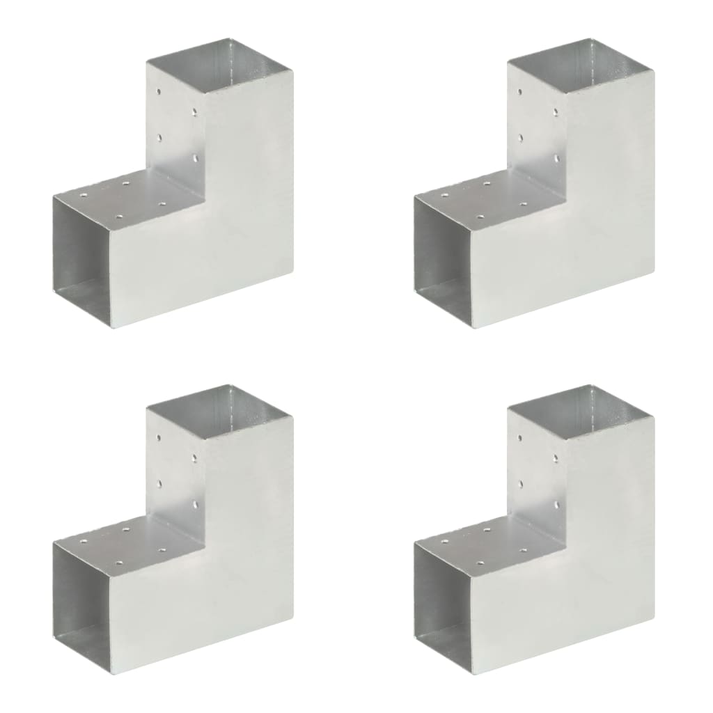 Berkfield Post Connectors 4 pcs L Shape Galvanised Metal 91x91 mm