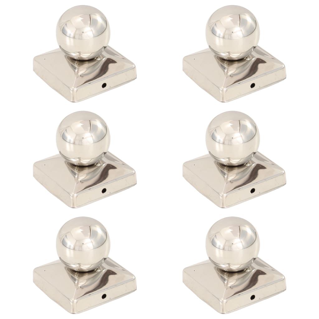 Berkfield Post Caps 6 pcs Globe Final Stainless Steel 81x81 mm