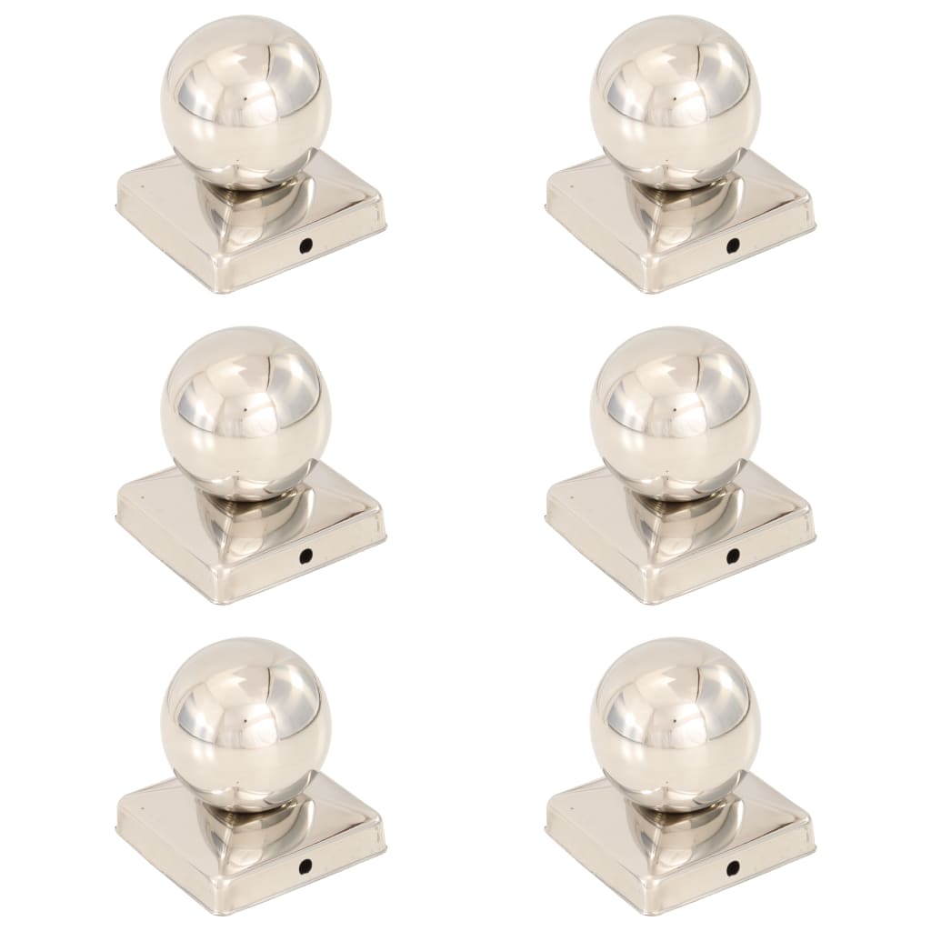 Berkfield Post Caps 6 pcs Globe Final Stainless Steel 101x101 mm