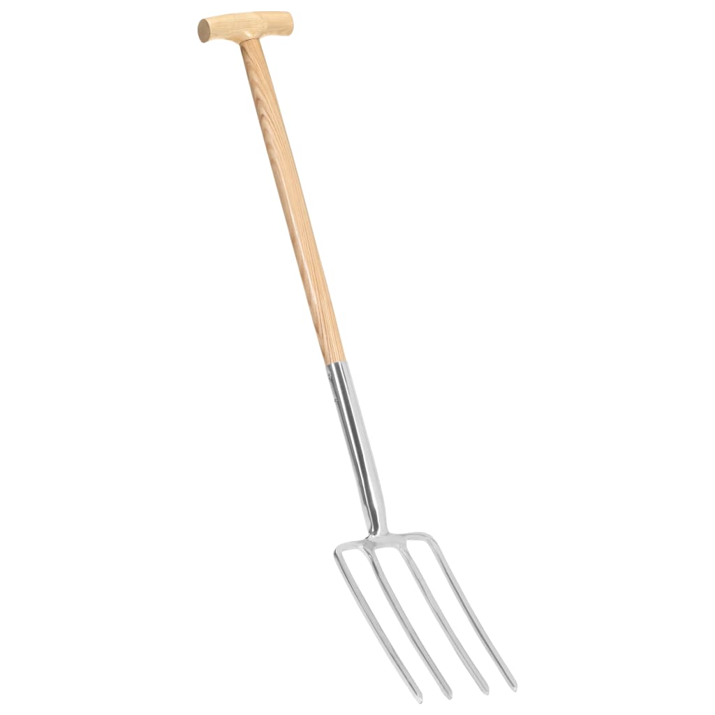 Berkfield Garden Digger Fork T Grip Stainless Steel and Ashwood
