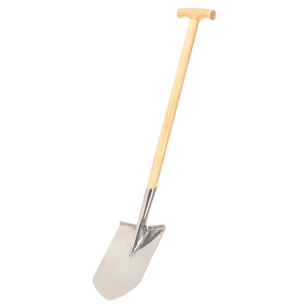 Berkfield Garden Point Shovel T Grip Stainless Steel and Ashwood
