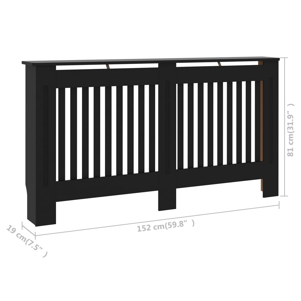 Berkfield Radiator Cover Black 152x19x81 cm MDF