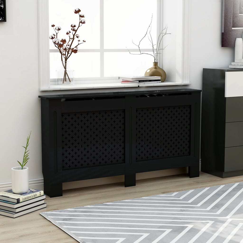Berkfield Radiator Cover Black 152x19x81 cm MDF