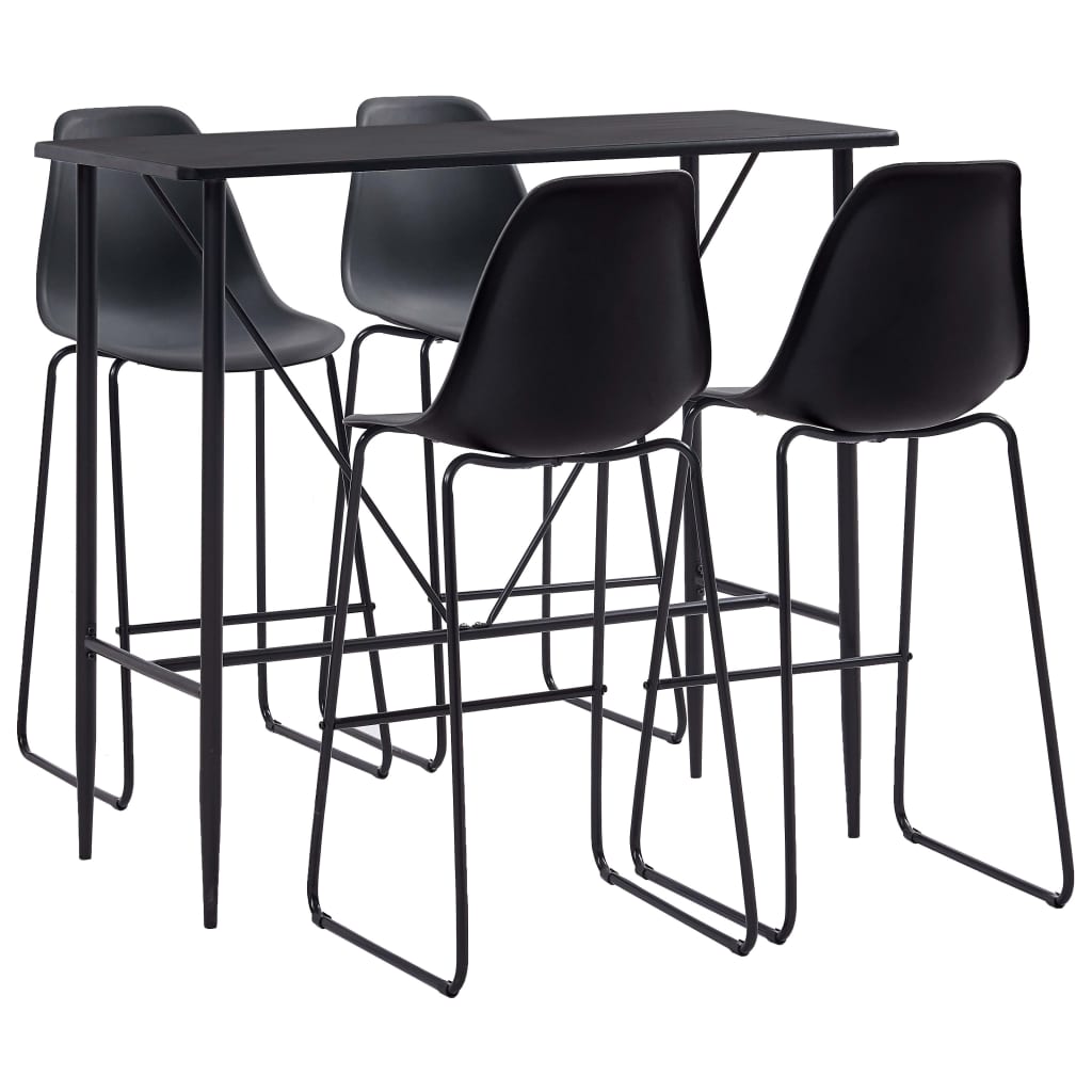 Berkfield 5 Piece Bar Set Plastic Black