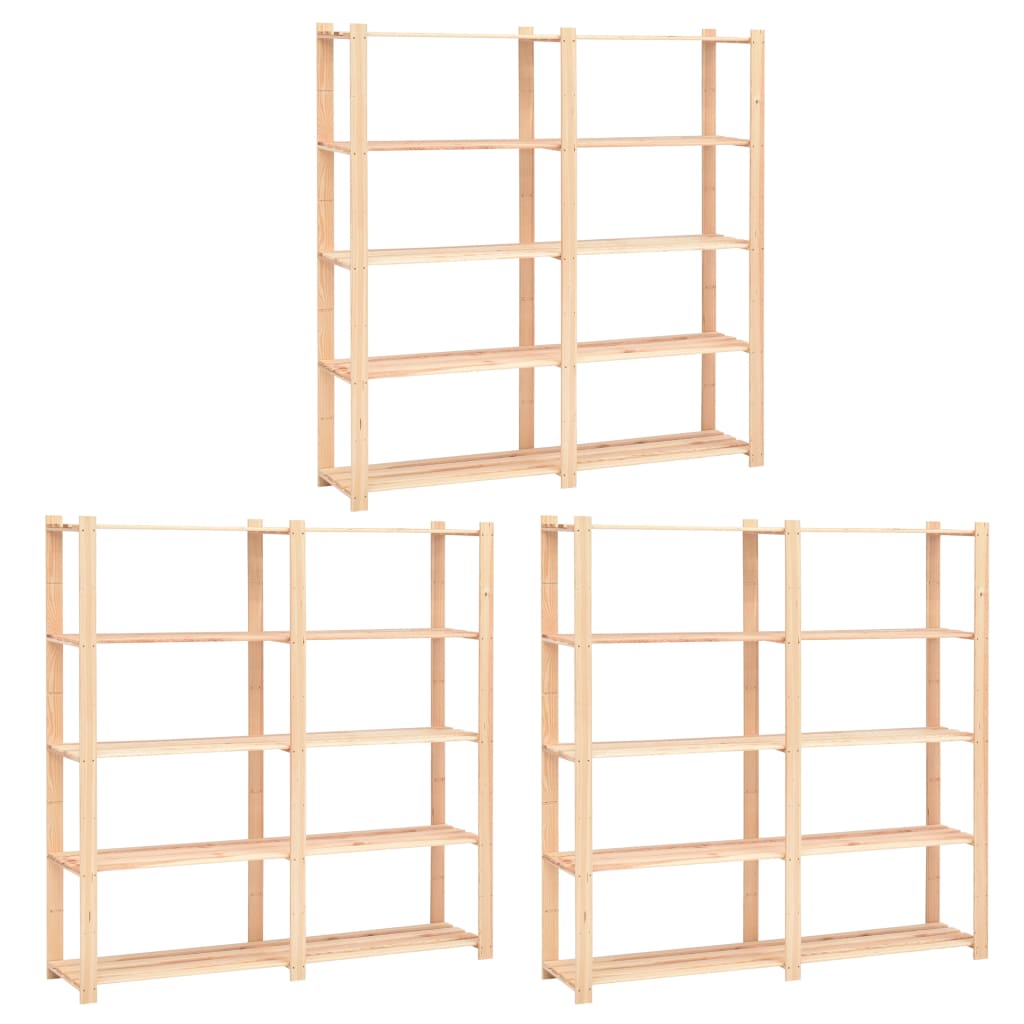 Berkfield 5-Tier Storage Racks 3 pcs 170x38x170 cm Solid Pinewood 500 kg