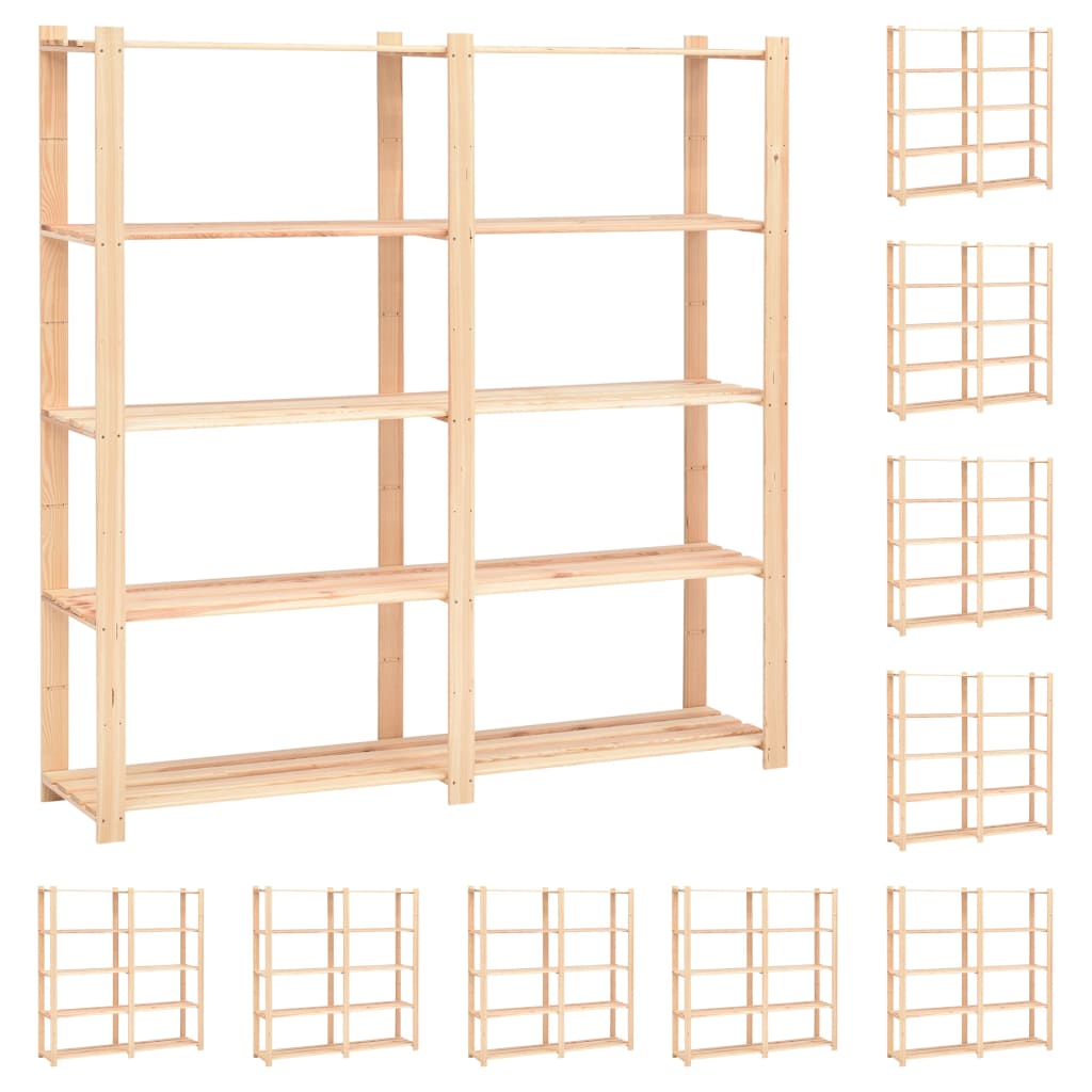 Berkfield 5-Tier Storage Racks 10 pcs 170x38x170 cm Solid Pinewood 500 kg