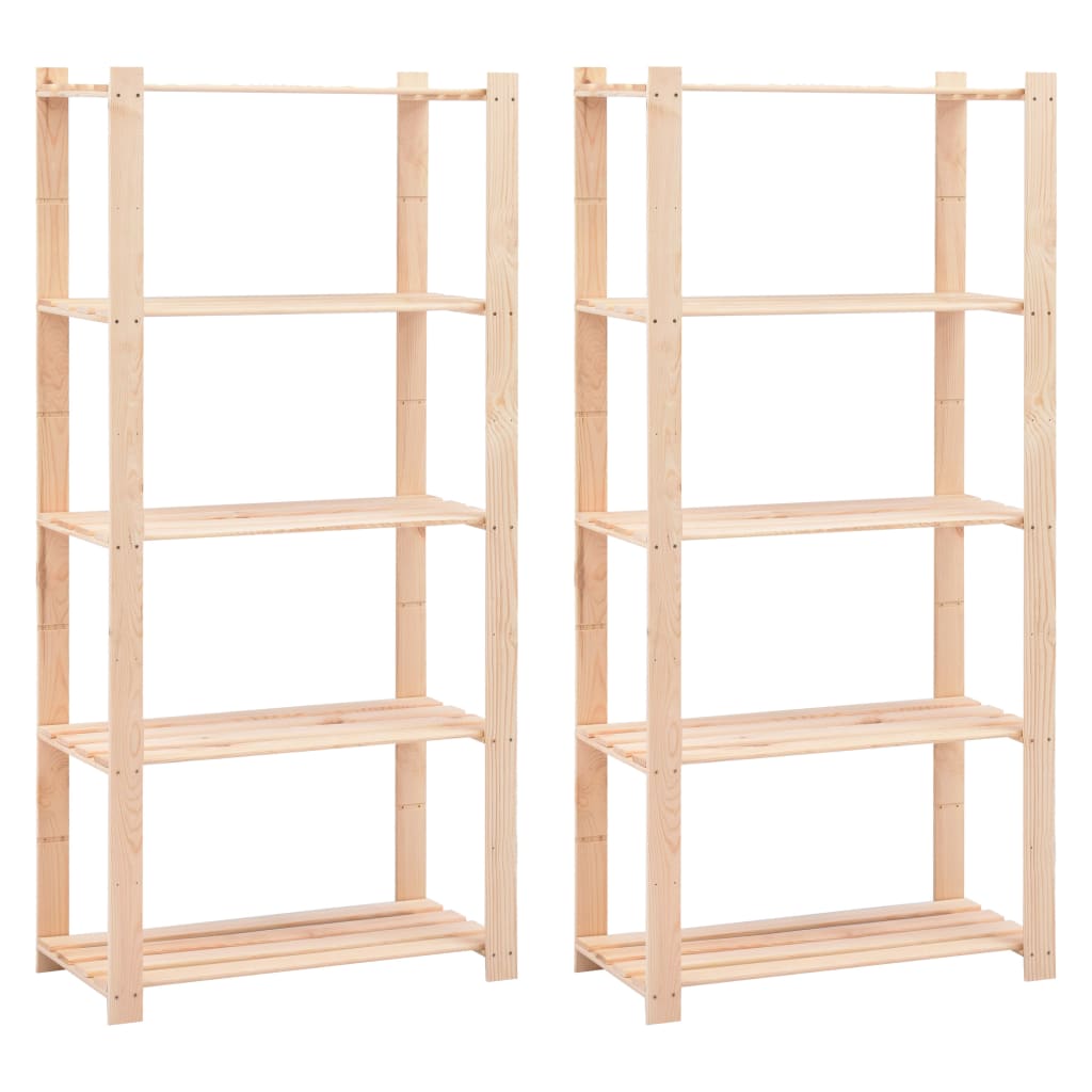 Berkfield 5-Tier Storage Racks 2 pcs 80x38x170 cm Solid Pinewood 250 kg