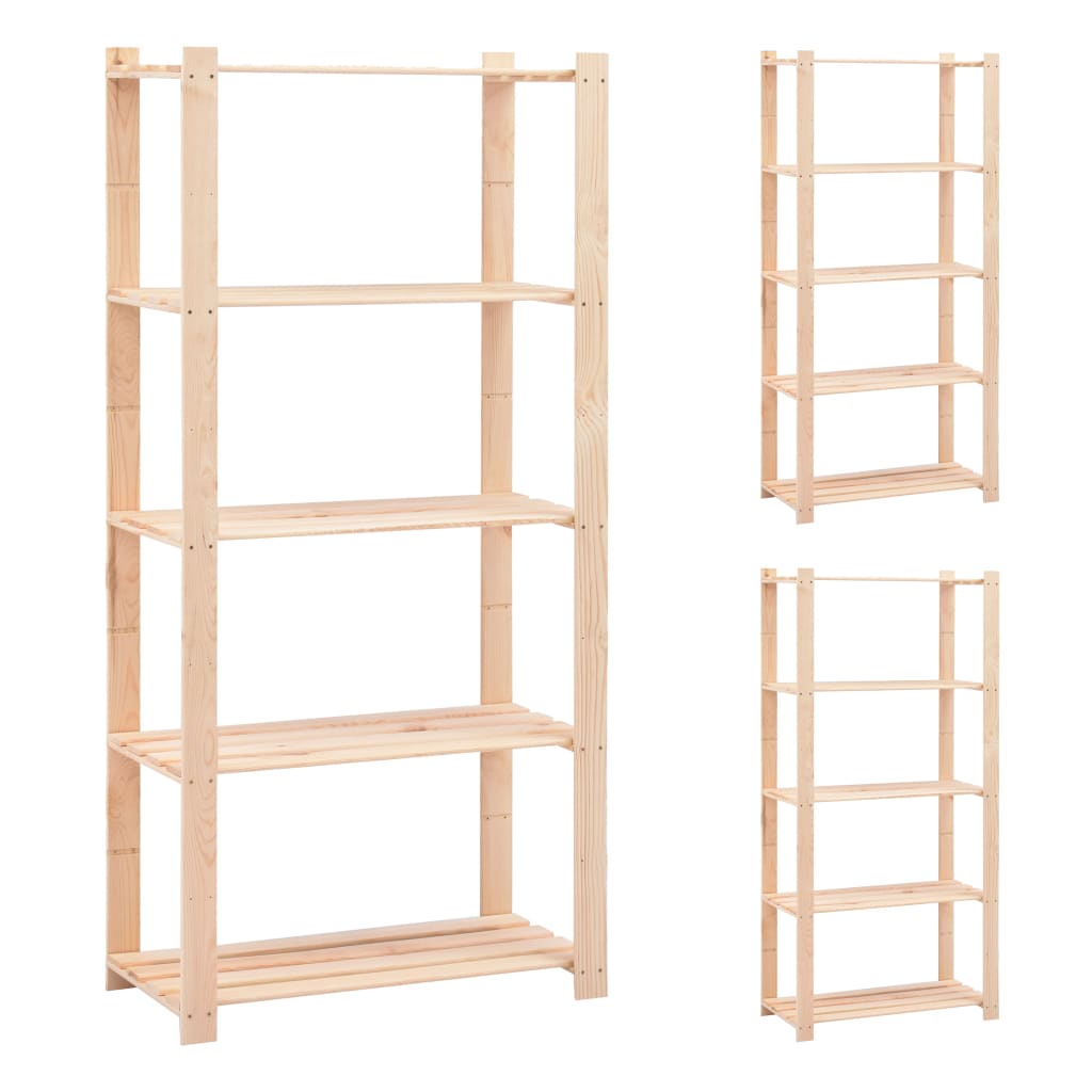Berkfield 5-Tier Storage Racks 3 pcs 80x38x170 cm Solid Pinewood 250 kg