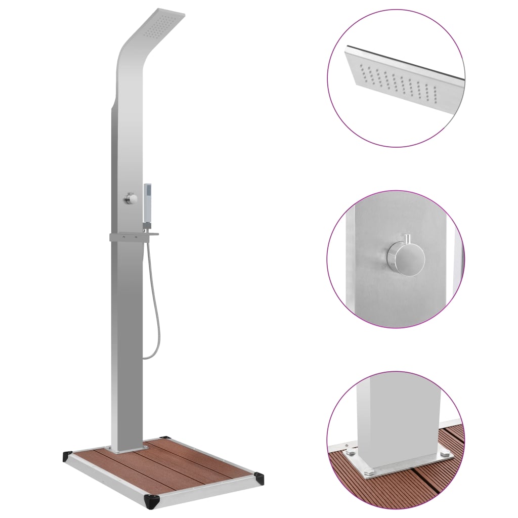 Berkfield Outdoor Shower with Tray WPC Stainless Steel