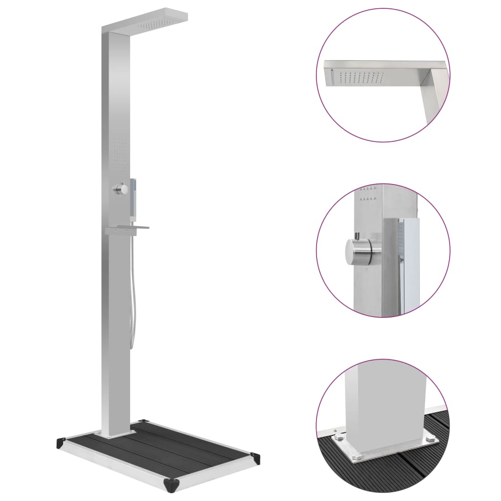 Berkfield Outdoor Shower with Tray WPC Stainless Steel