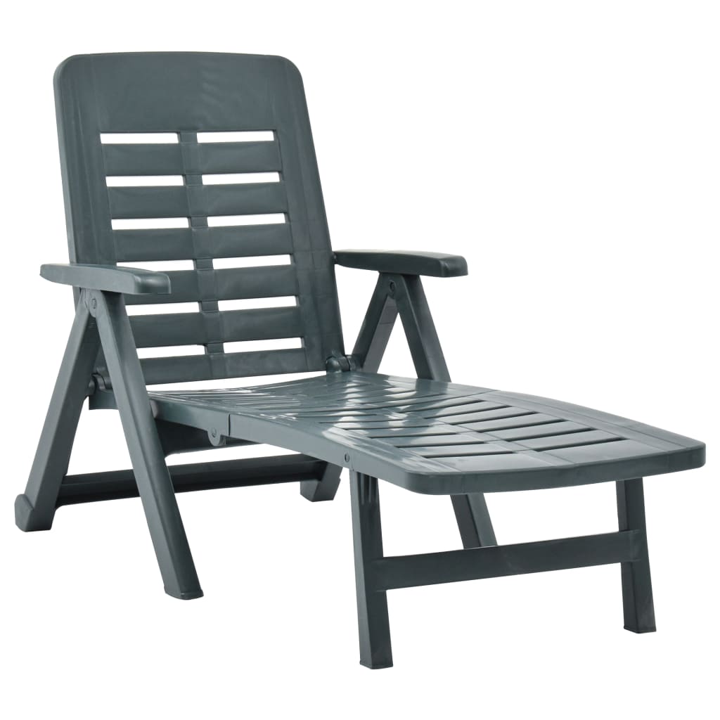 Berkfield Folding Sun Lounger Plastic Green