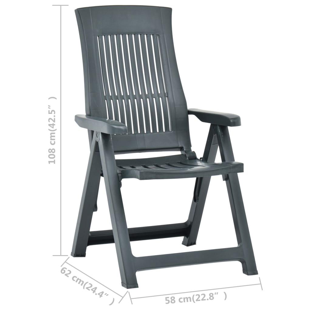 Berkfield Garden Reclining Chairs 2 pcs Plastic Green