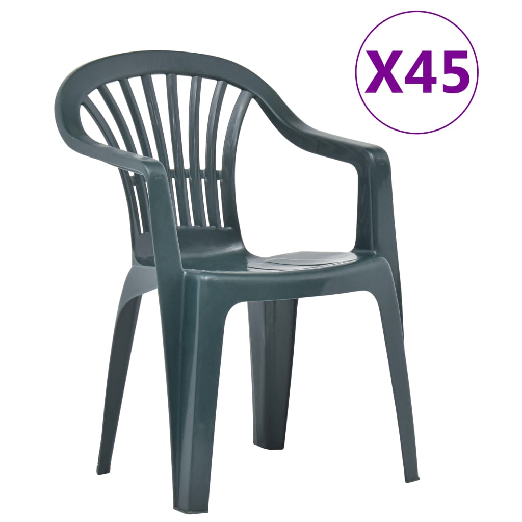 Berkfield Stackable Garden Chairs 45 pcs Plastic Green
