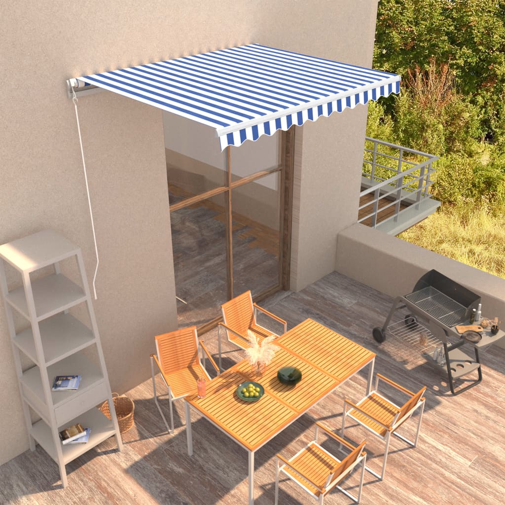 Berkfield Manual Retractable Awning 300x250 cm Blue and White