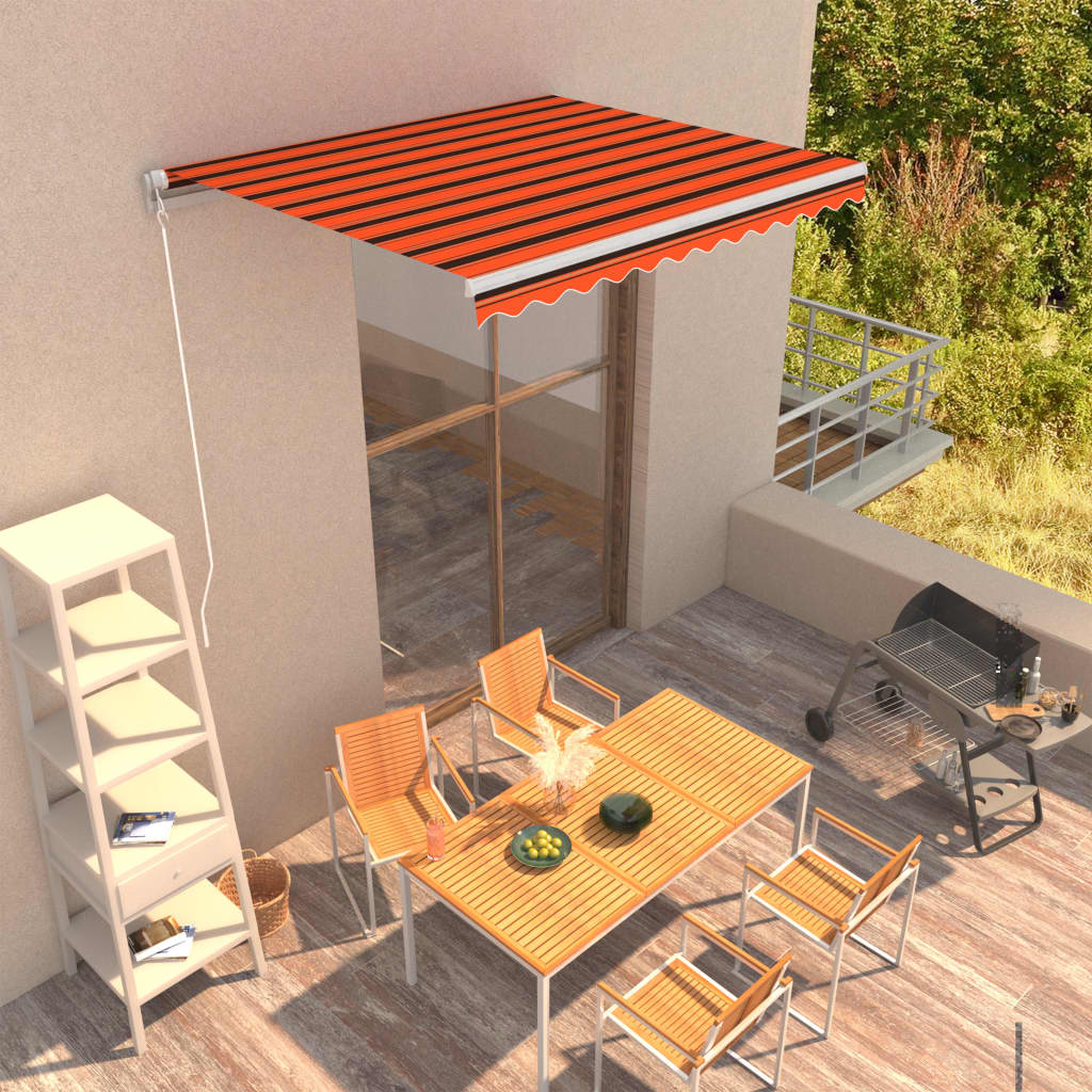 Berkfield Manual Retractable Awning 300x250 cm Orange and Brown