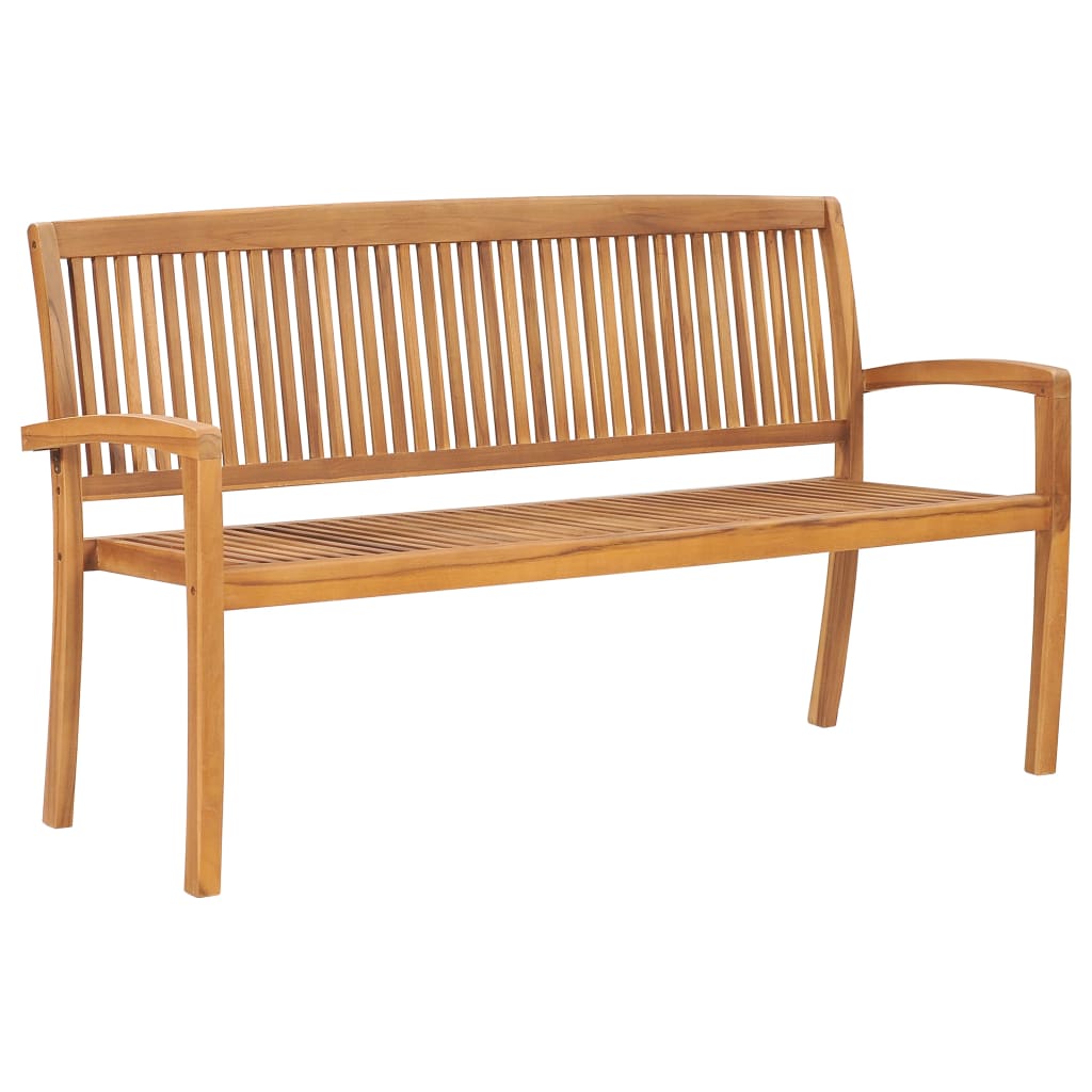 Berkfield 3-Seater Stacking Garden Bench 159 cm Solid Teak Wood