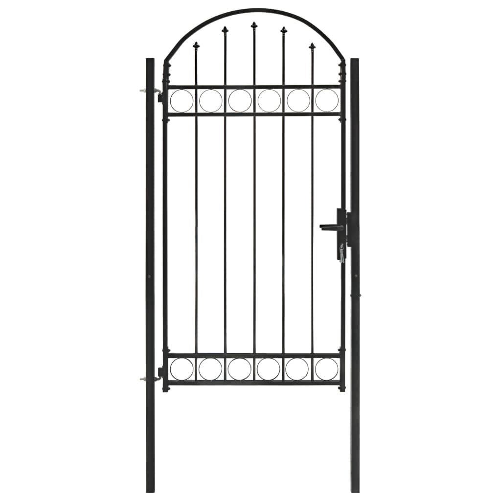 Berkfield Fence Gate with Arched Top Steel 100x250 cm Black