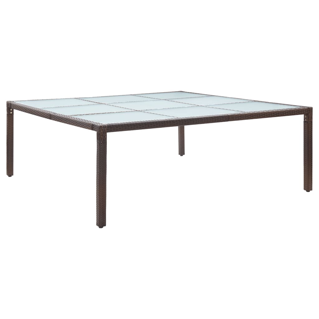 Berkfield Garden Dining Table Brown 200x200x74 cm Poly Rattan