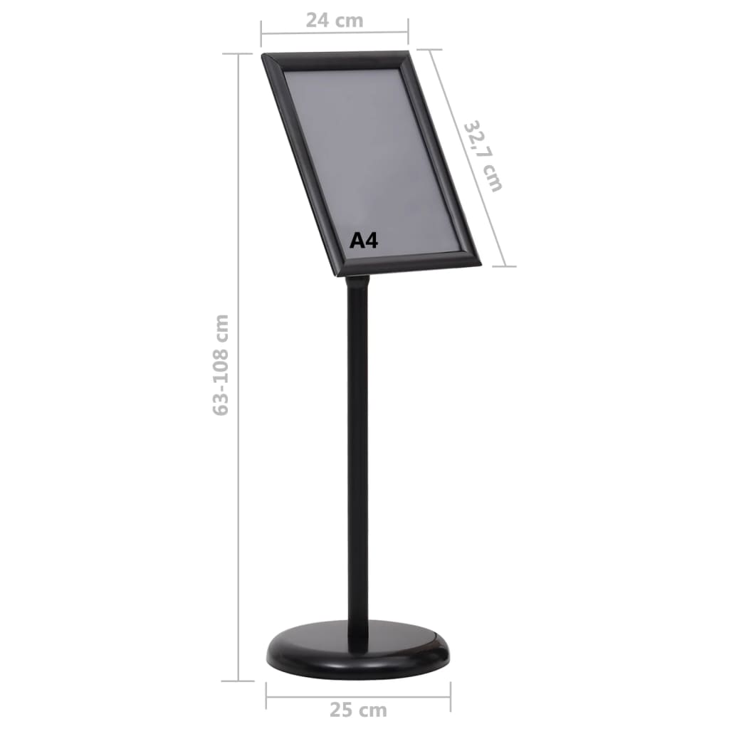 Berkfield A4 Pedestal Poster Stand Black Aluminium Alloy