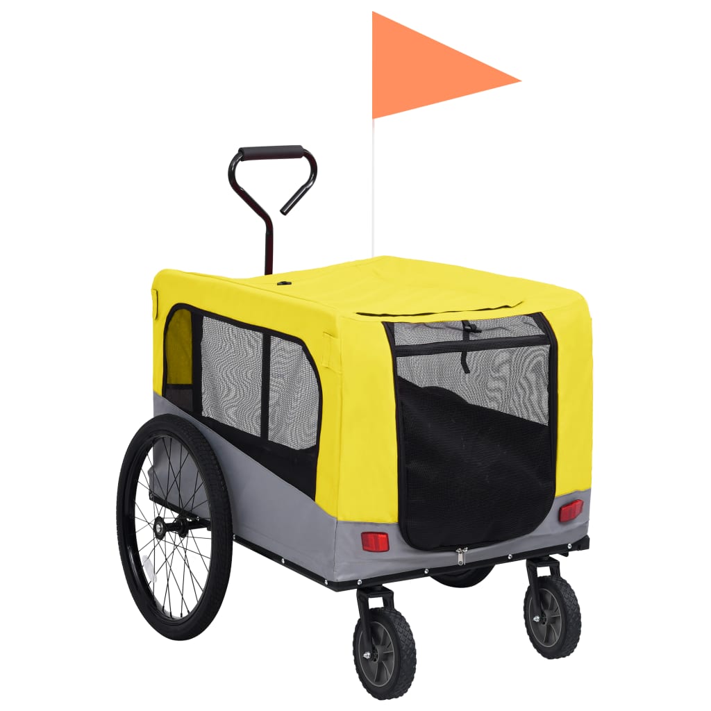 Berkfield 2-in-1 Pet Bike Trailer & Jogging Stroller Yellow and Grey